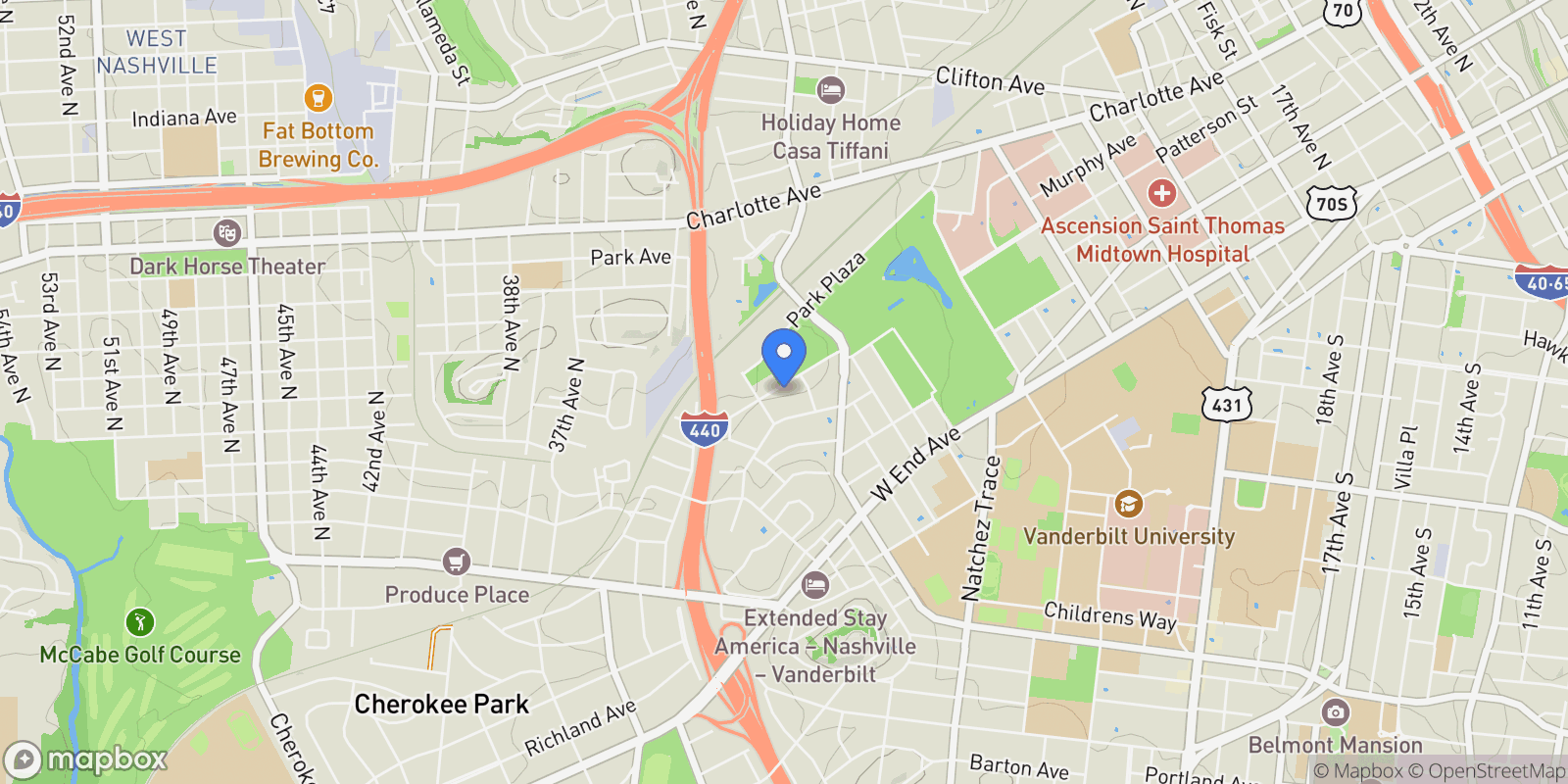 Map showing 3135 Parthenon Ave A, Nashville, Tennessee, United States.
