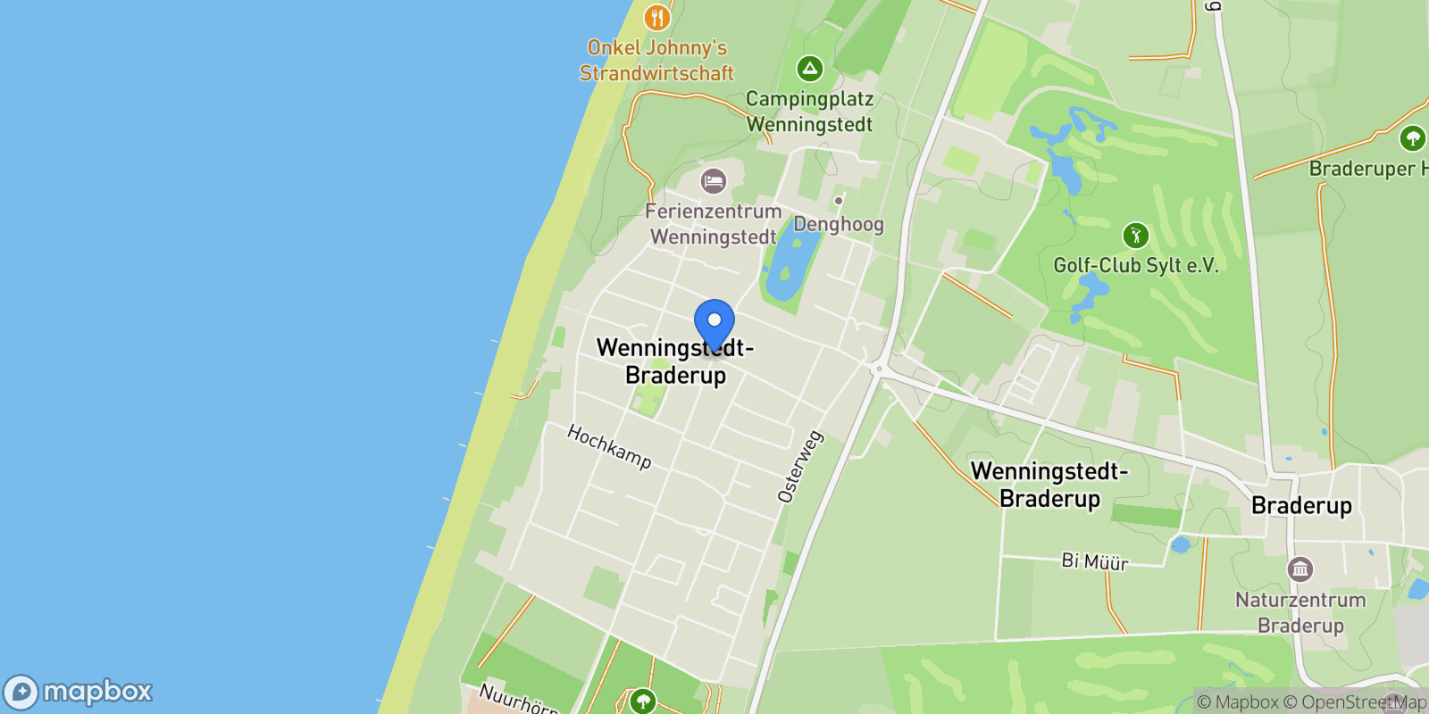 Map showing Wenningstedt-Braderup, Schleswig-Holstein, Germany.