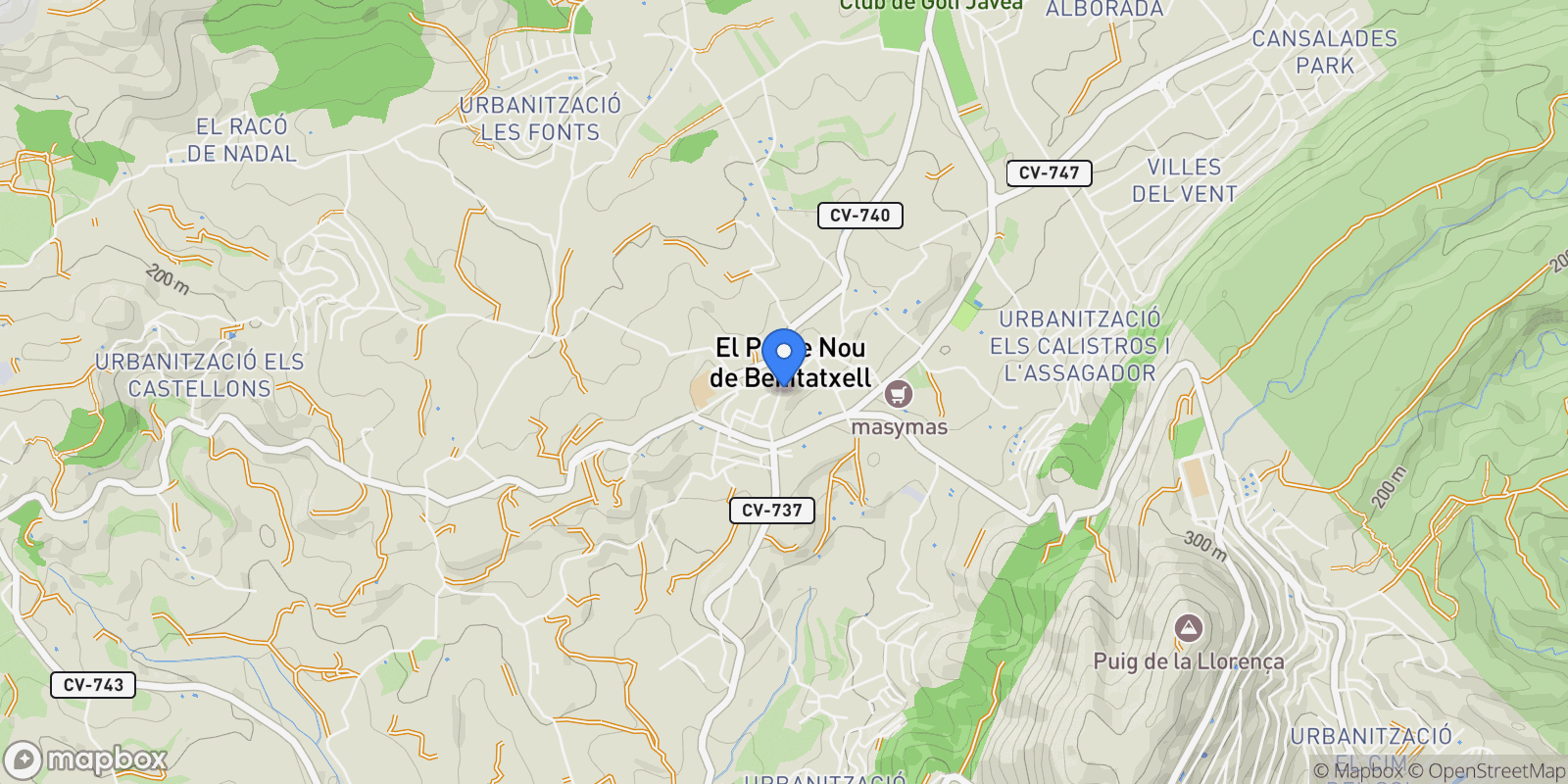 Map showing 03726 Benitachell, Alicante, Spain, el Poble Nou de Benitatxell / Benitachell, Valencian Community, Spain.