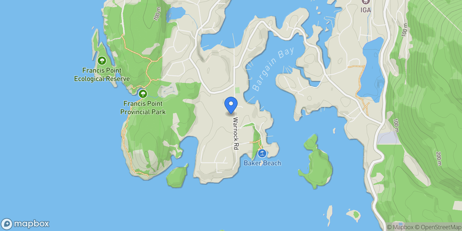 Map showing 12577 Warnock Road, Pender Harbour, BC V0N 2H1, Madeira Park, British Columbia, Canada.
