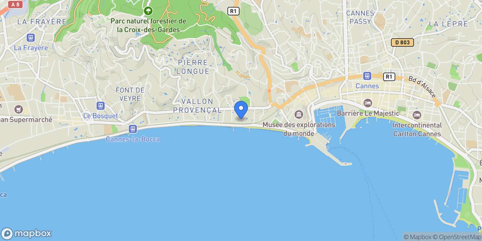 Map showing Cannes, Provence-Alpes-Côte d'Azur, France.