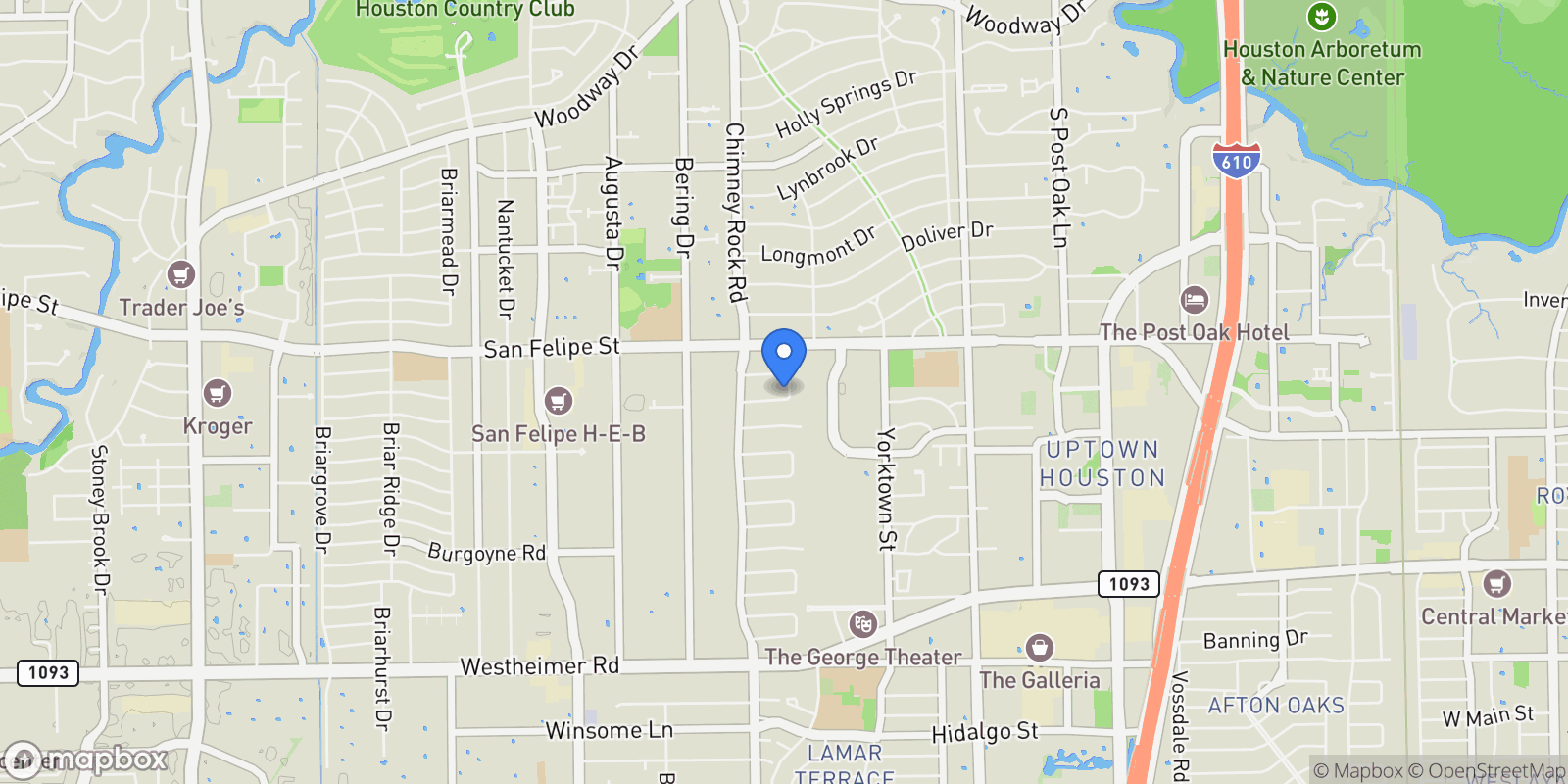 Map showing 5626 Willers Way, Houston, Texas, United States.