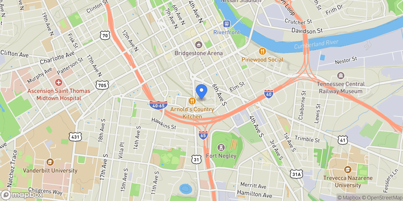 Map showing 635 7th Ave S 416, Nashville, Tennessee, United States.