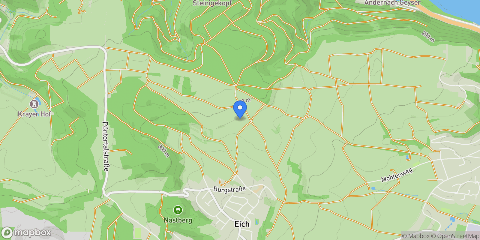 Map showing Andernach, Rhineland-Palatinate, Germany.