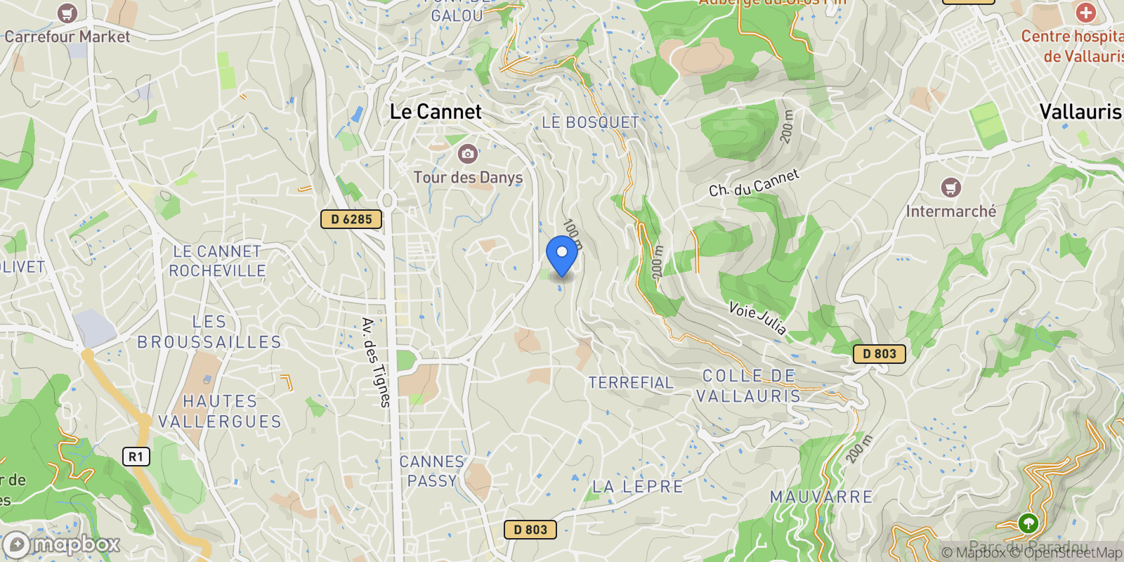 Map showing Cannes, Provence-Alpes-Côte d'Azur, France.