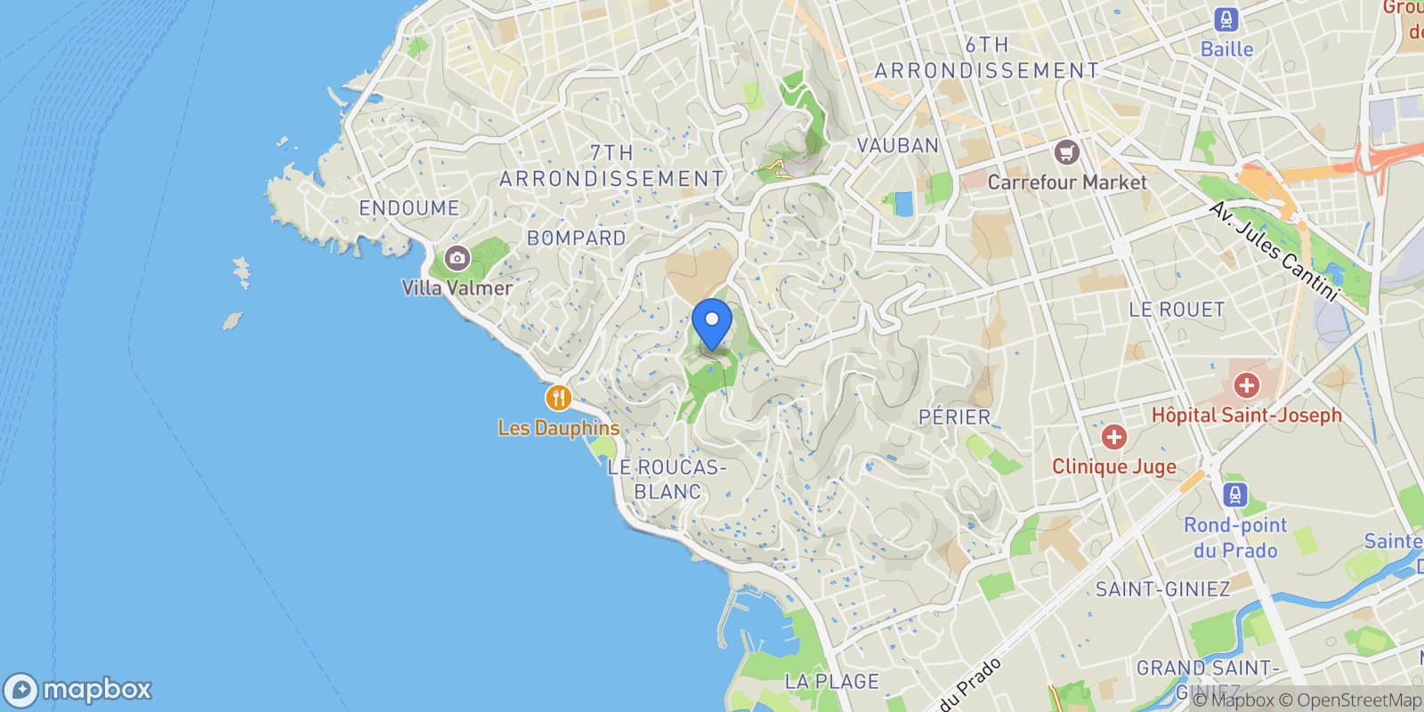 Map showing Marseille, Provence-Alpes-Côte d'Azur, France.