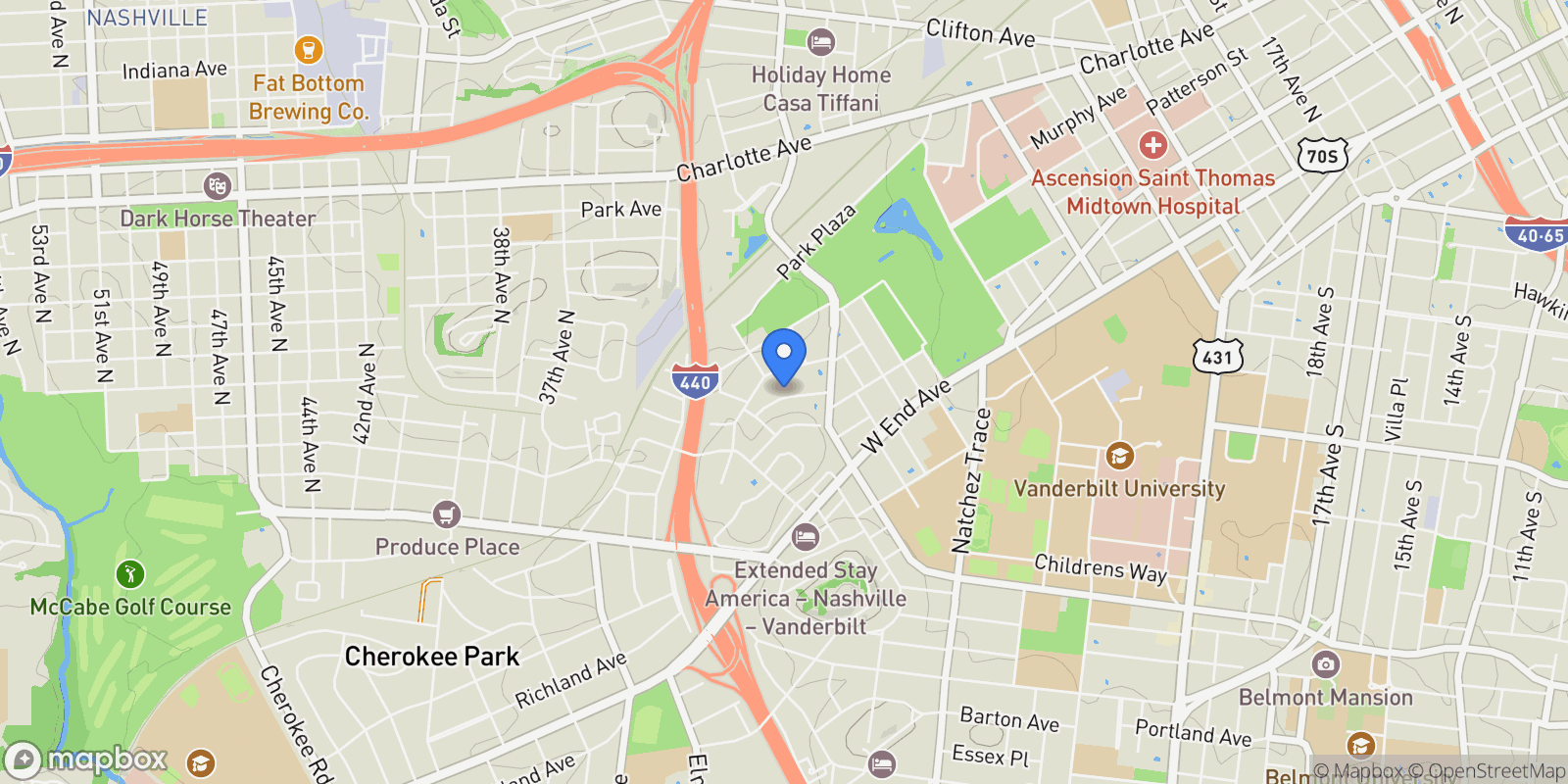 Map showing 3114 Belwood St, Nashville, Tennessee, United States.