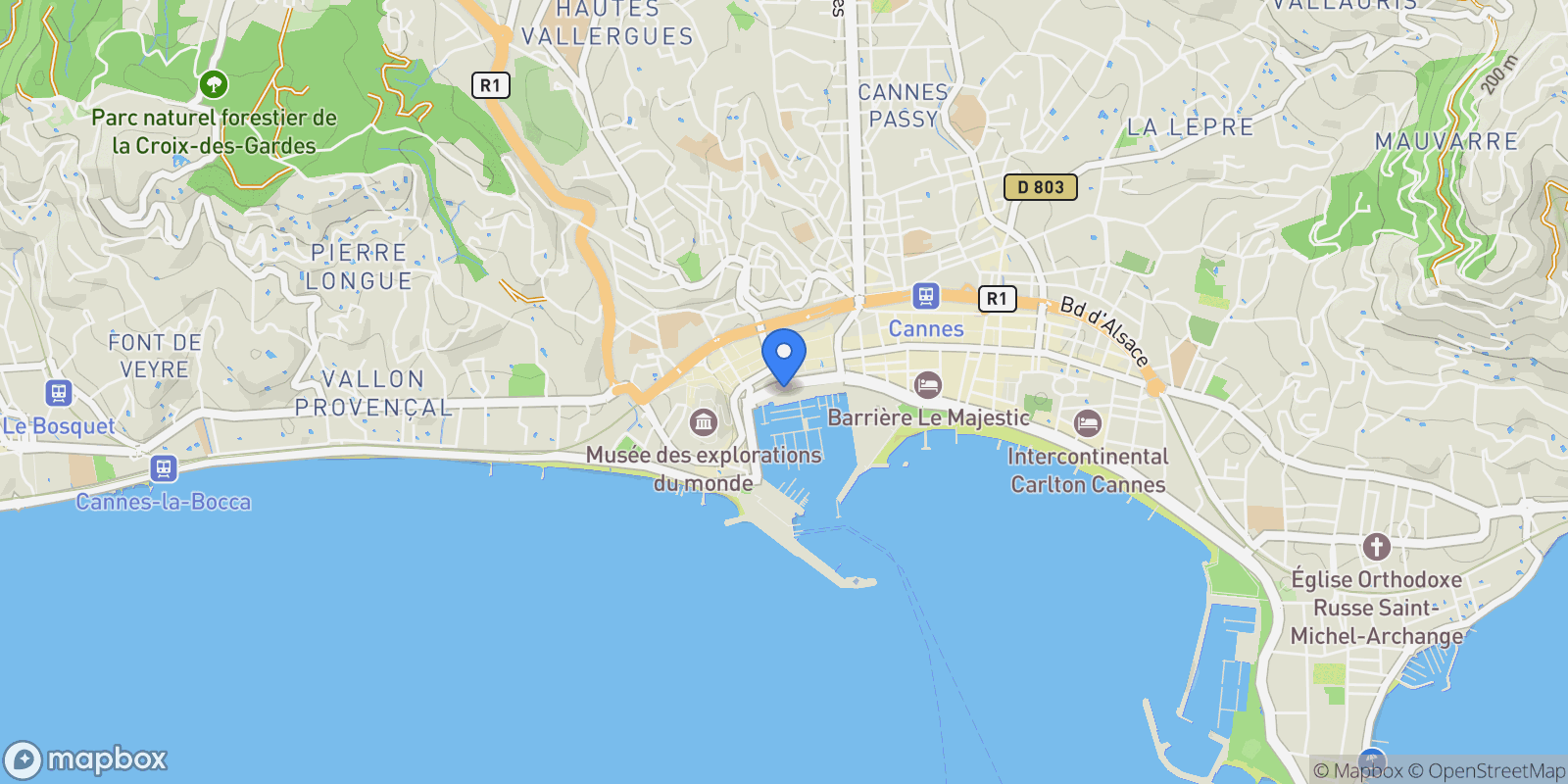 Map showing Cannes, Provence-Alpes-Côte d'Azur, France.