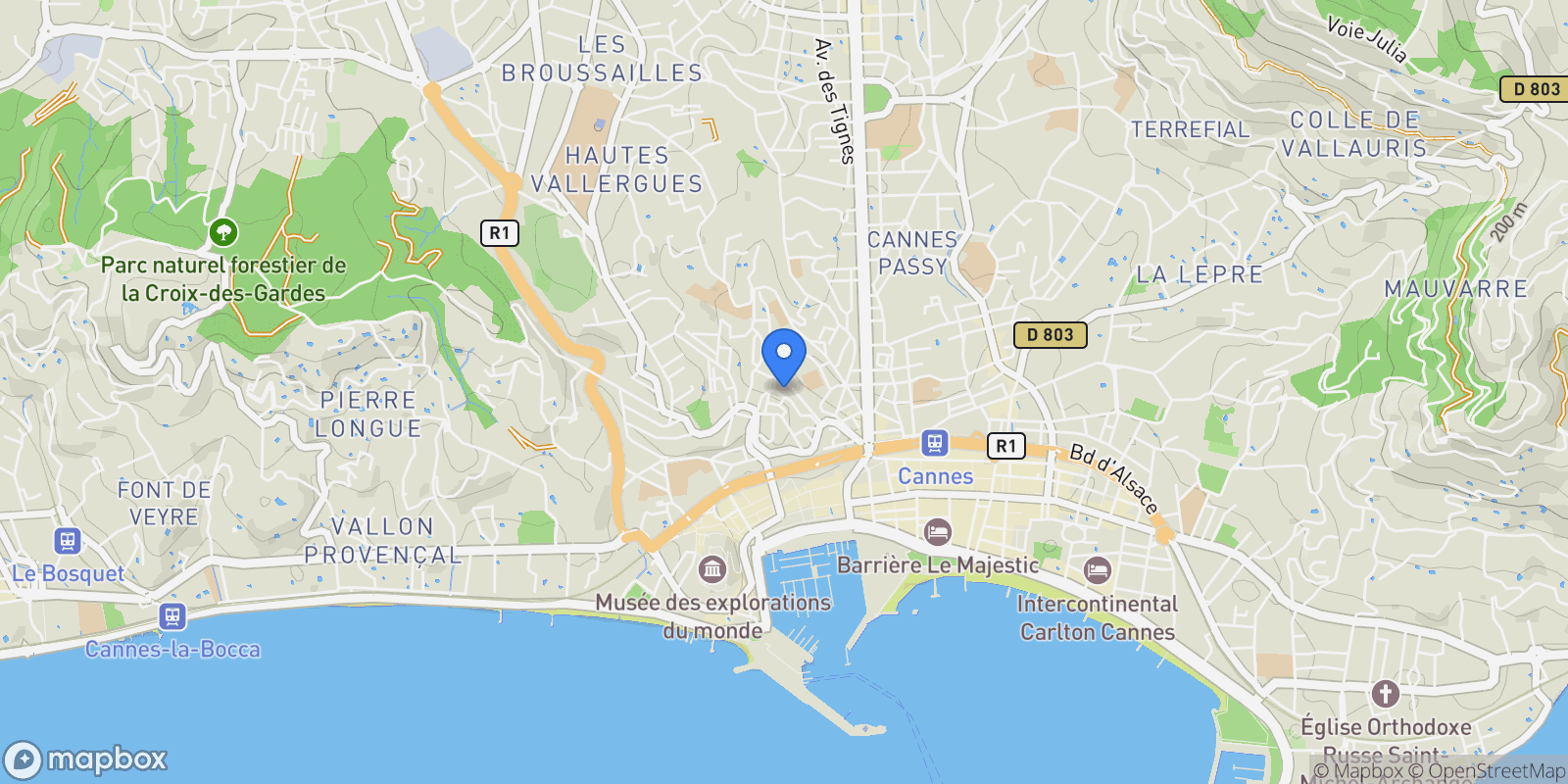 Map showing Cannes, Provence-Alpes-Côte d'Azur, France.