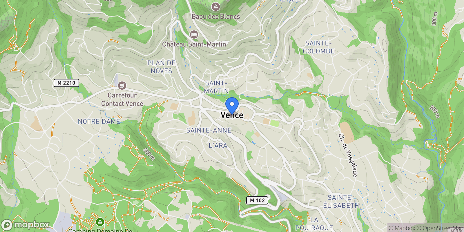 Map showing Vence, Provence-Alpes-Côte d'Azur, France.