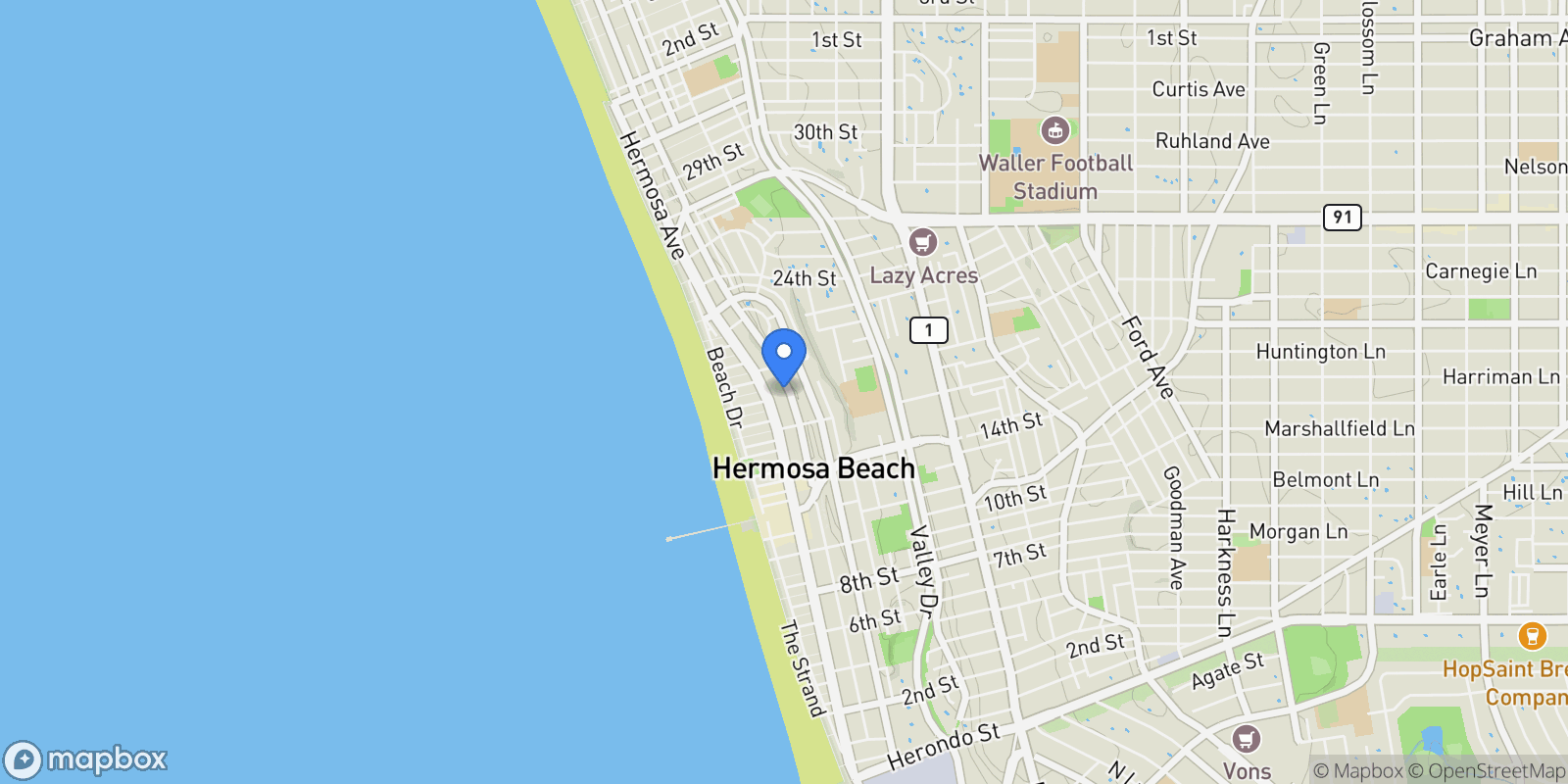 Map showing 1737 Manhattan Avenue , Hermosa Beach, CA 90254, Hermosa Beach, California, United States.