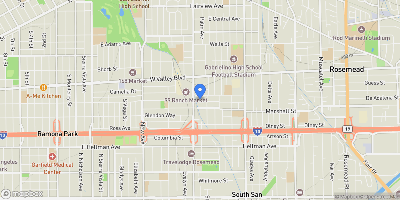 Map showing 135 E Norwood, San Gabriel, California, United States.