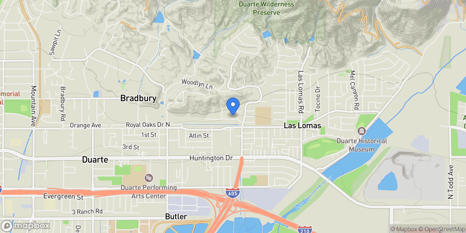 Map showing 2227 Gardi Street, Bradbury, California, United States.