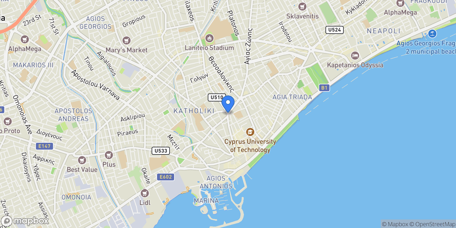 Map showing Limassol, Cyprus, Limassol, Limassol, Cyprus.