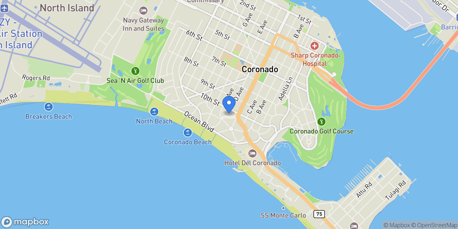 Map showing 1034 & 1036 Isabella Avenue , Coronado, CA 92118, Coronado, California, United States.