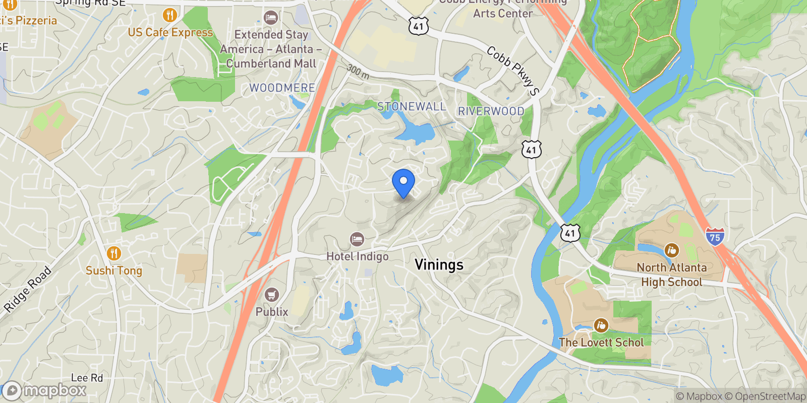 Map showing 2950 Mount Wilkinson Parkway SE No. 607, Atlanta, GA 30339, Atlanta, Georgia, United States.