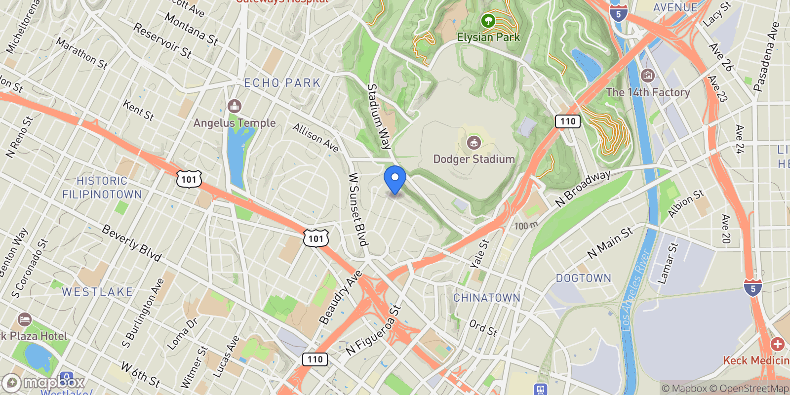 Map showing 1025 White Knoll, Los Angeles, California, United States.