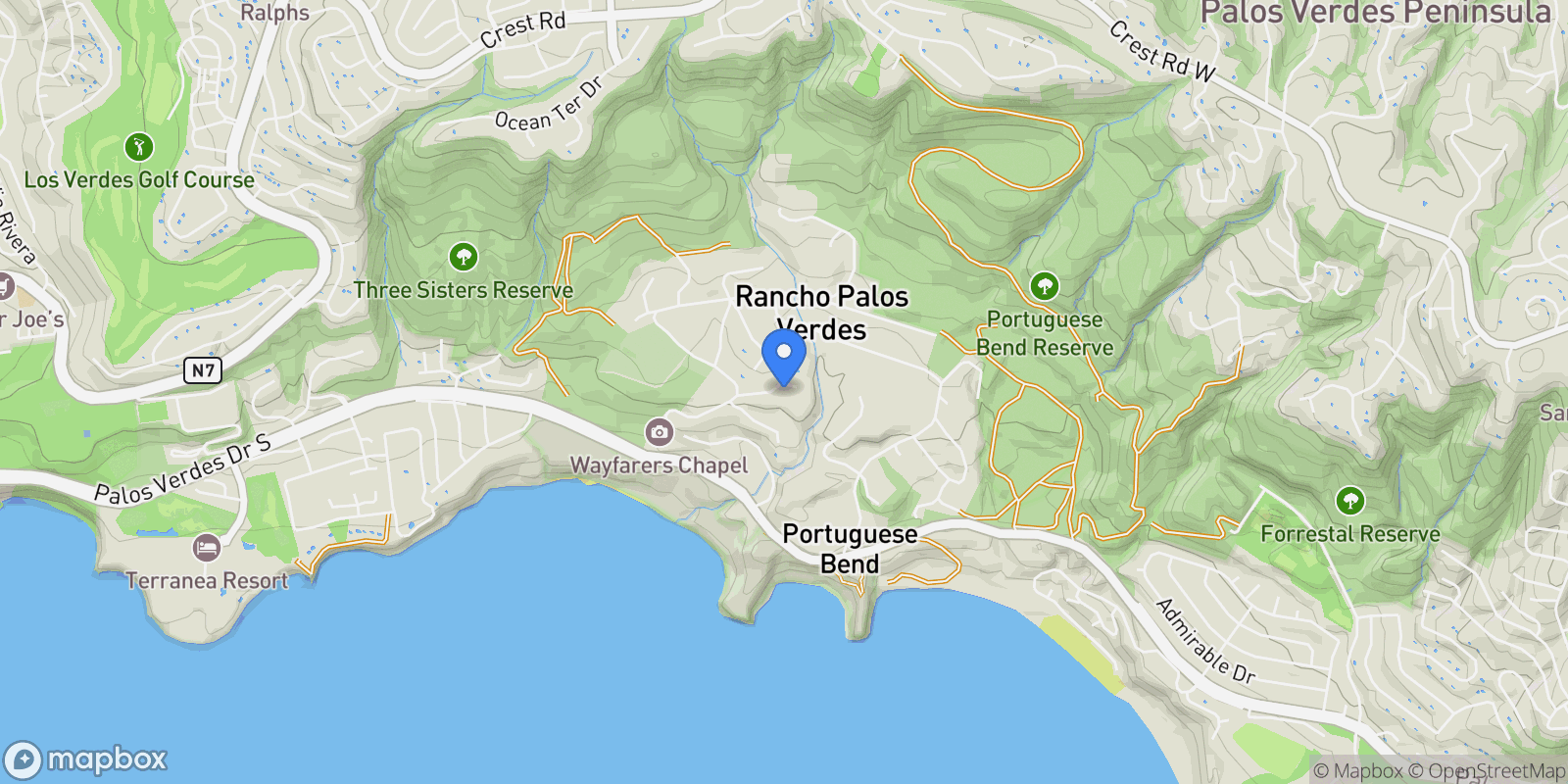 Map showing 1 Thyme Place , Rancho Palos Verdes, CA 90275, Rolling Hills, California, United States.