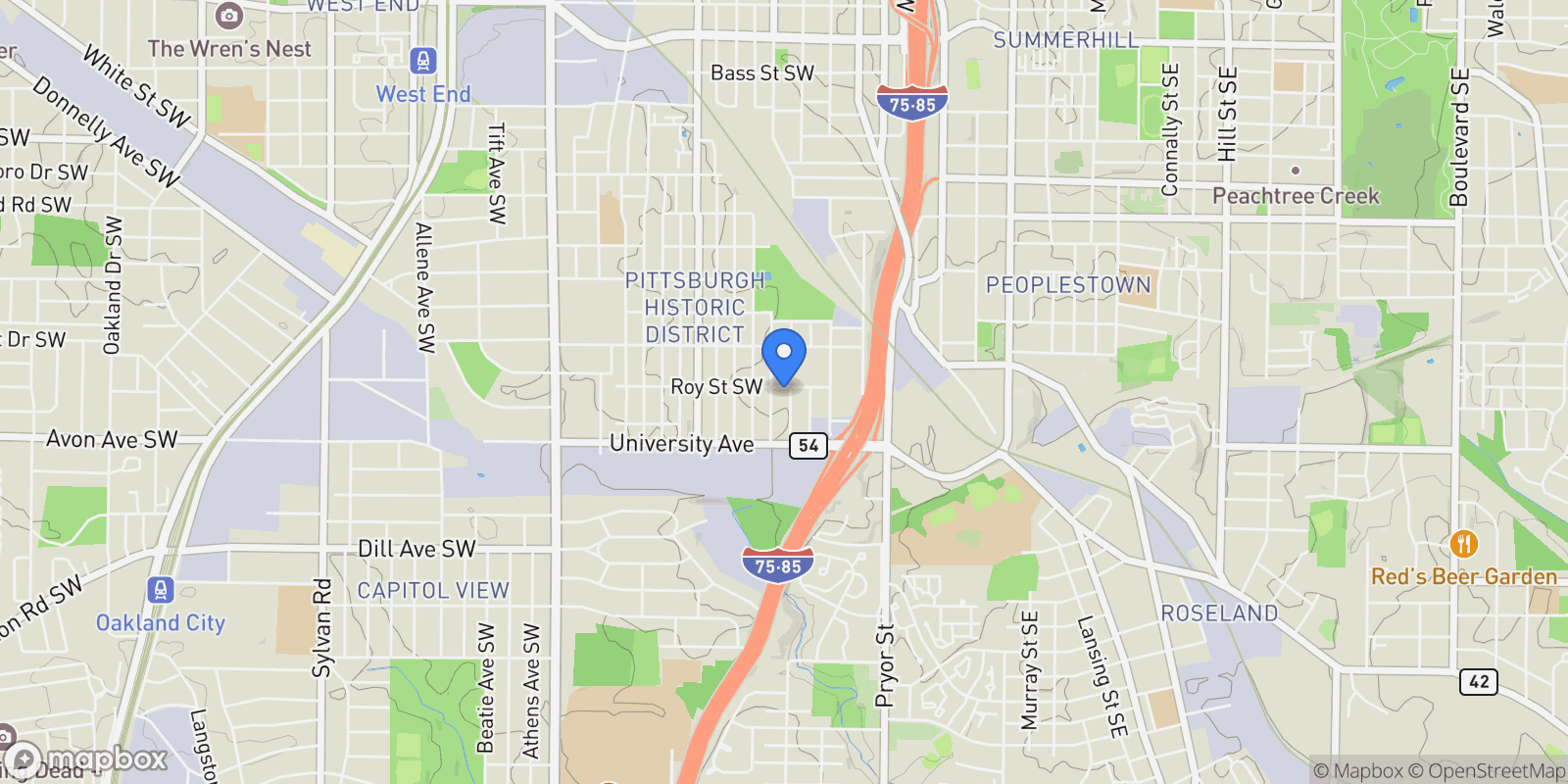 Map showing 298 Roy Street SW, Atlanta, GA 30310, Atlanta, Georgia, United States.