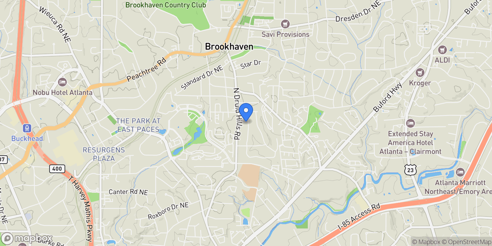 Map showing 2226 Fairway Circle NE, Brookhaven, GA 30319, Brookhaven, Georgia, United States.