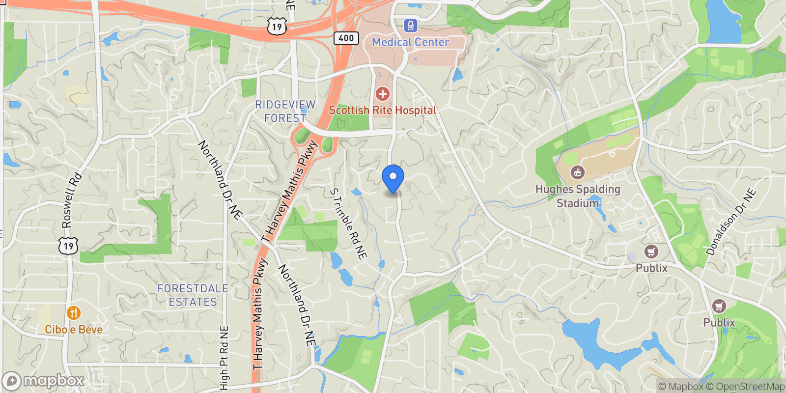 Map showing 105 Kingston Manor, Atlanta, GA 30342, Atlanta, Georgia, United States.