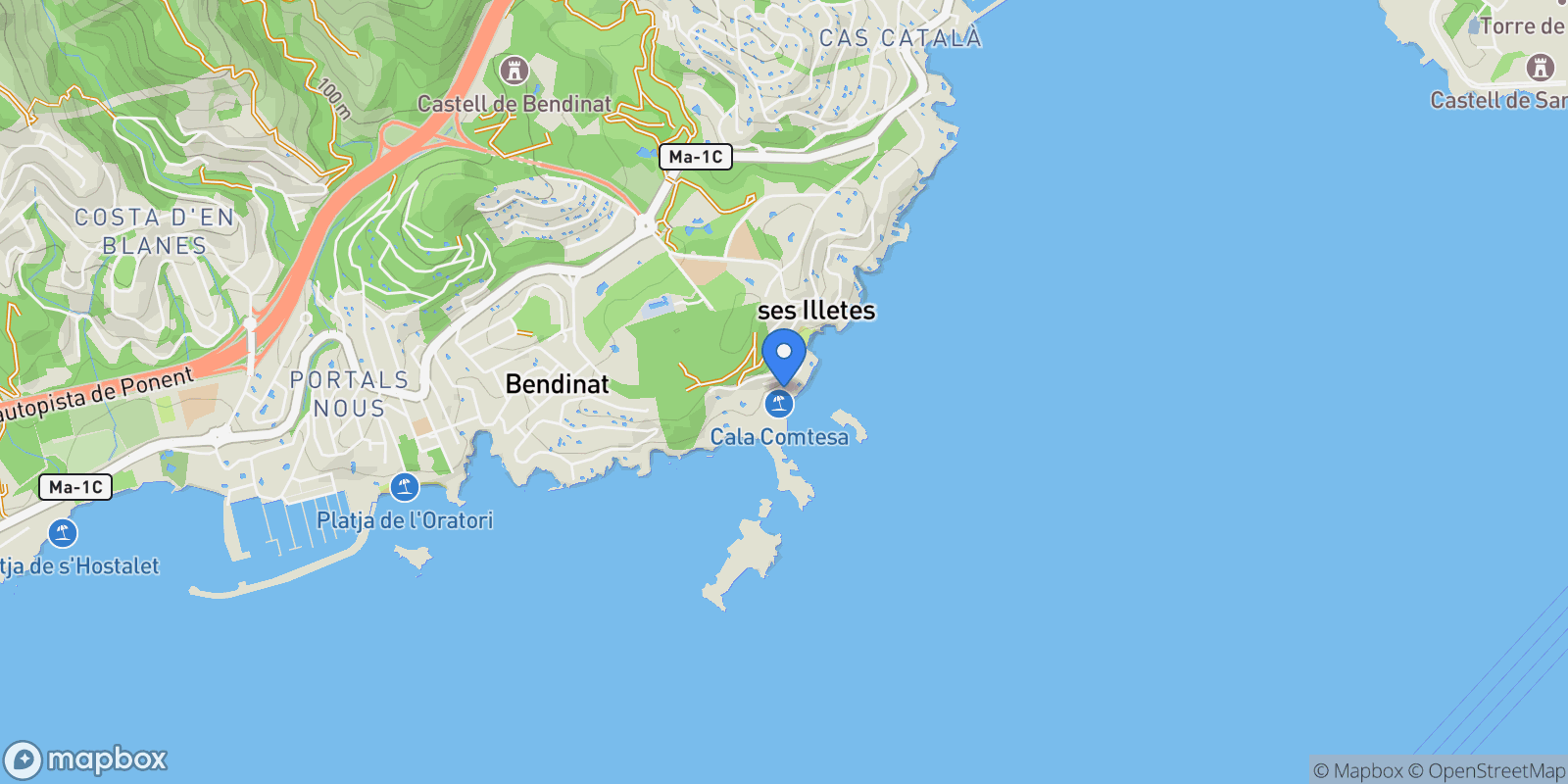 Map showing Calvia, Balearic Islands, Spain.