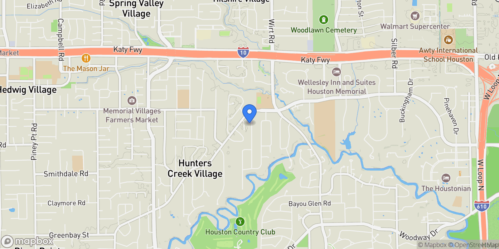 Map showing 601 Lindenwood Drive, Houston, Texas, United States.