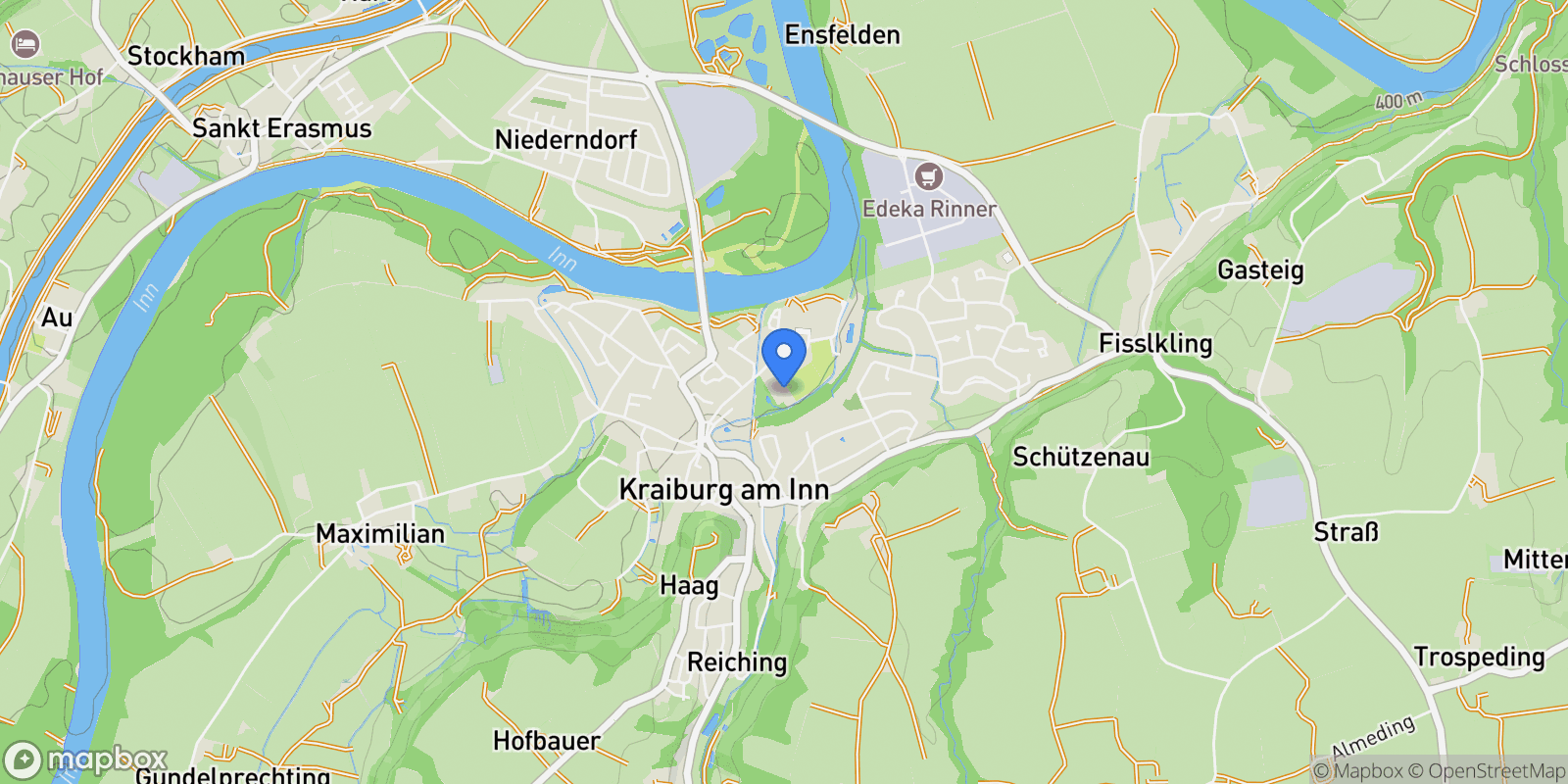 Map showing Kraiburg, Bavaria, Germany.