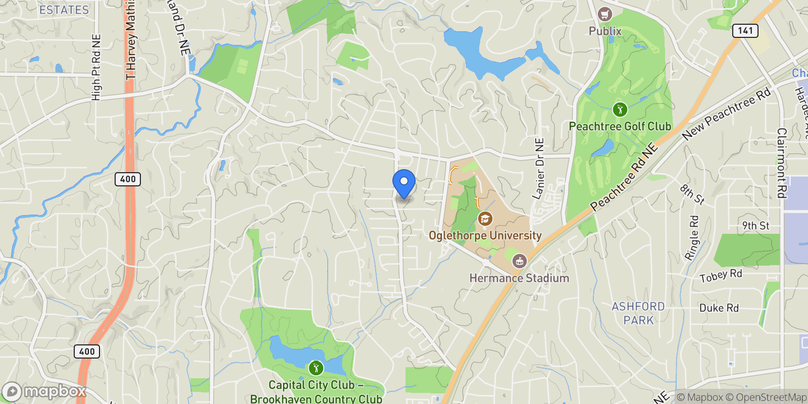 Map showing 1157 Haven Brook Place NE, Brookhaven, GA 30319, Brookhaven, Georgia, United States.
