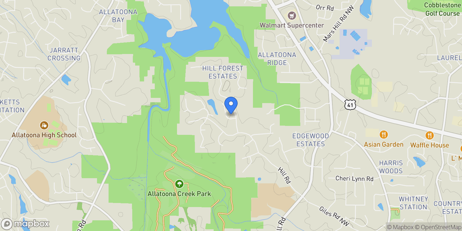 Map showing 5330 Lake Redwine Cove, Acworth, GA 30101, Acworth, Georgia, United States.