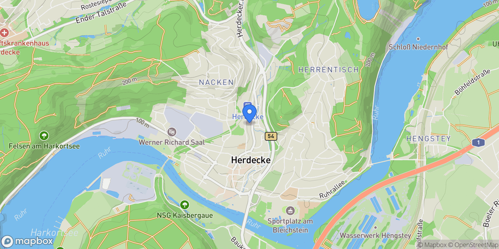 Map showing Herdecke, North Rhine-Westphalia, Germany.