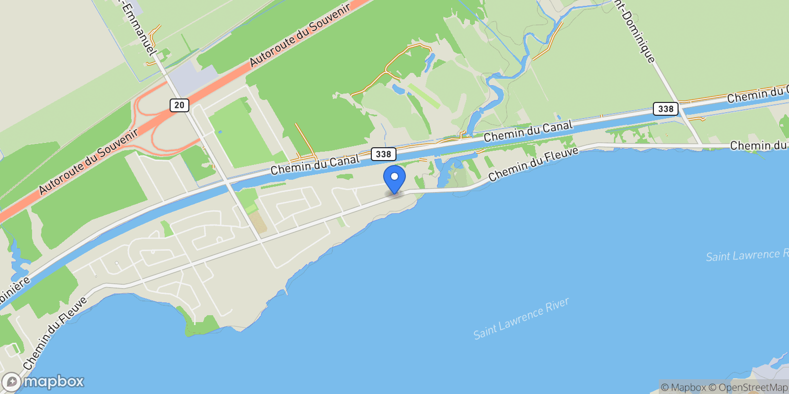 Map showing 618 Ch. du Fleuve, Coteau-du-Lac, QC J0P1B0, Coteau-du-Lac, Quebec, Canada.