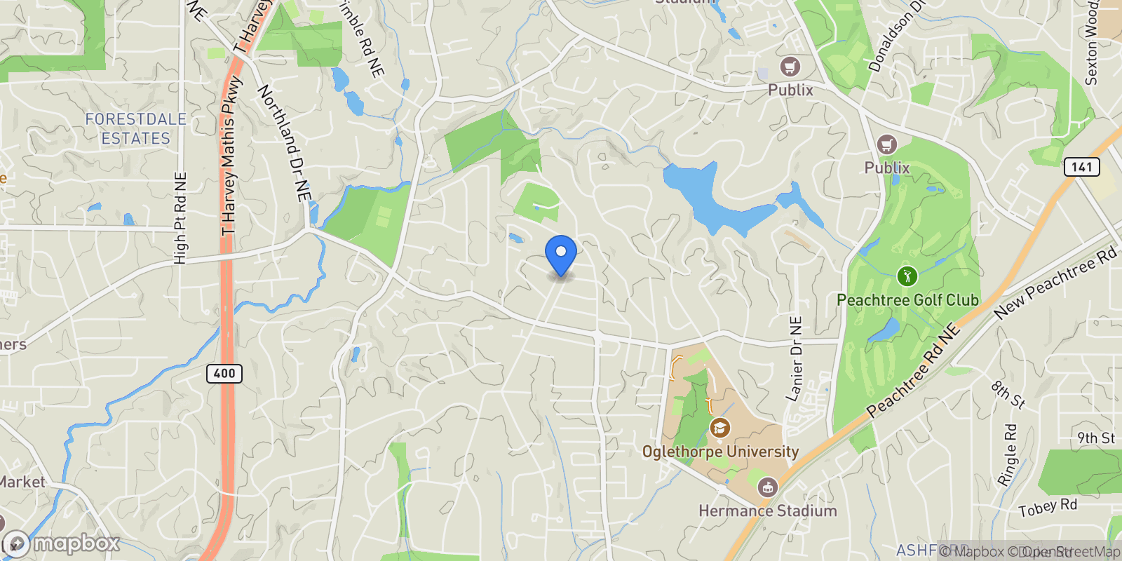 Map showing 3230 Cates Avenue NE, Brookhaven, GA 30319, Brookhaven, Georgia, United States.
