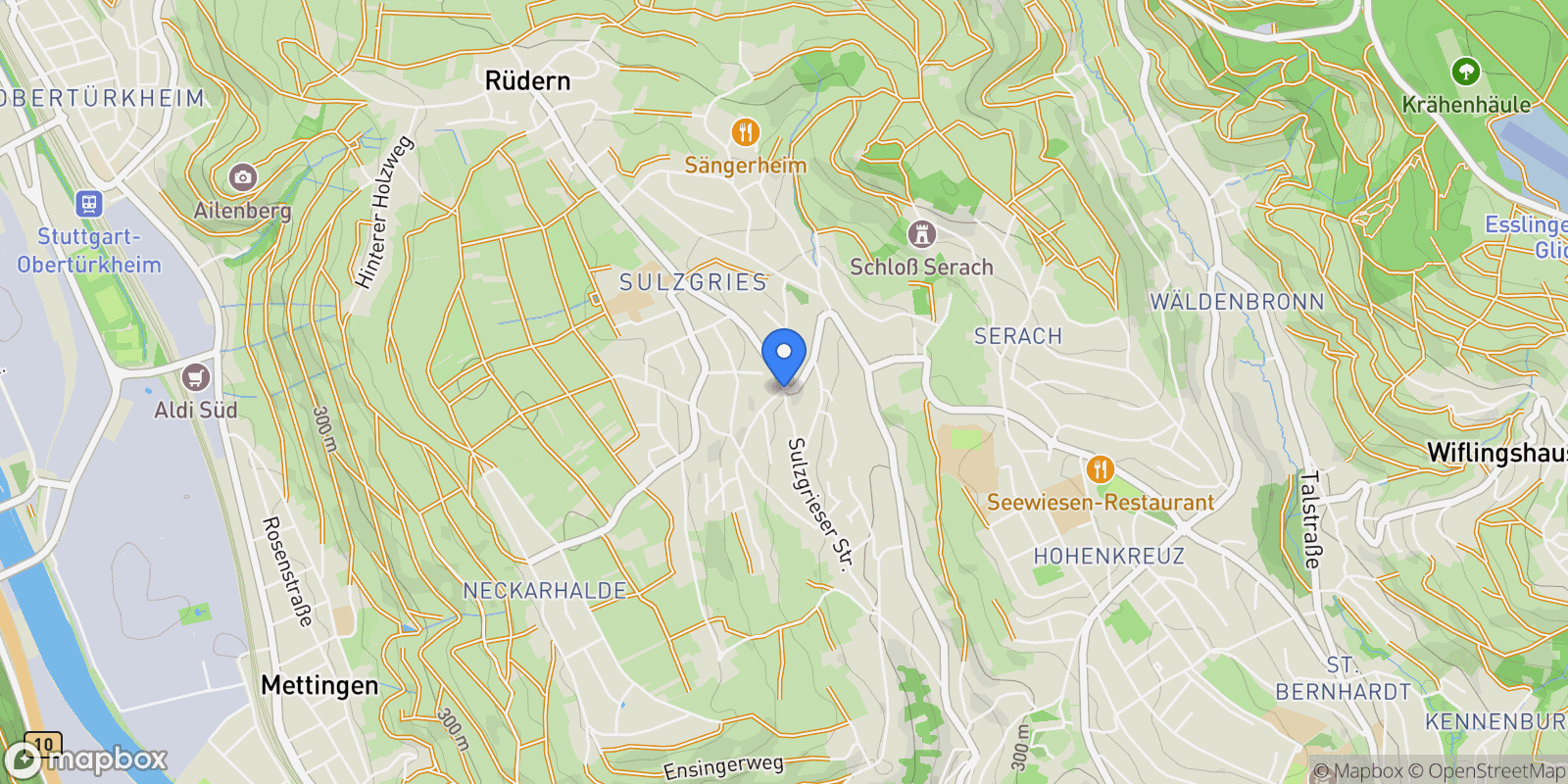Map showing Esslingen, Baden-Württemberg, Germany.
