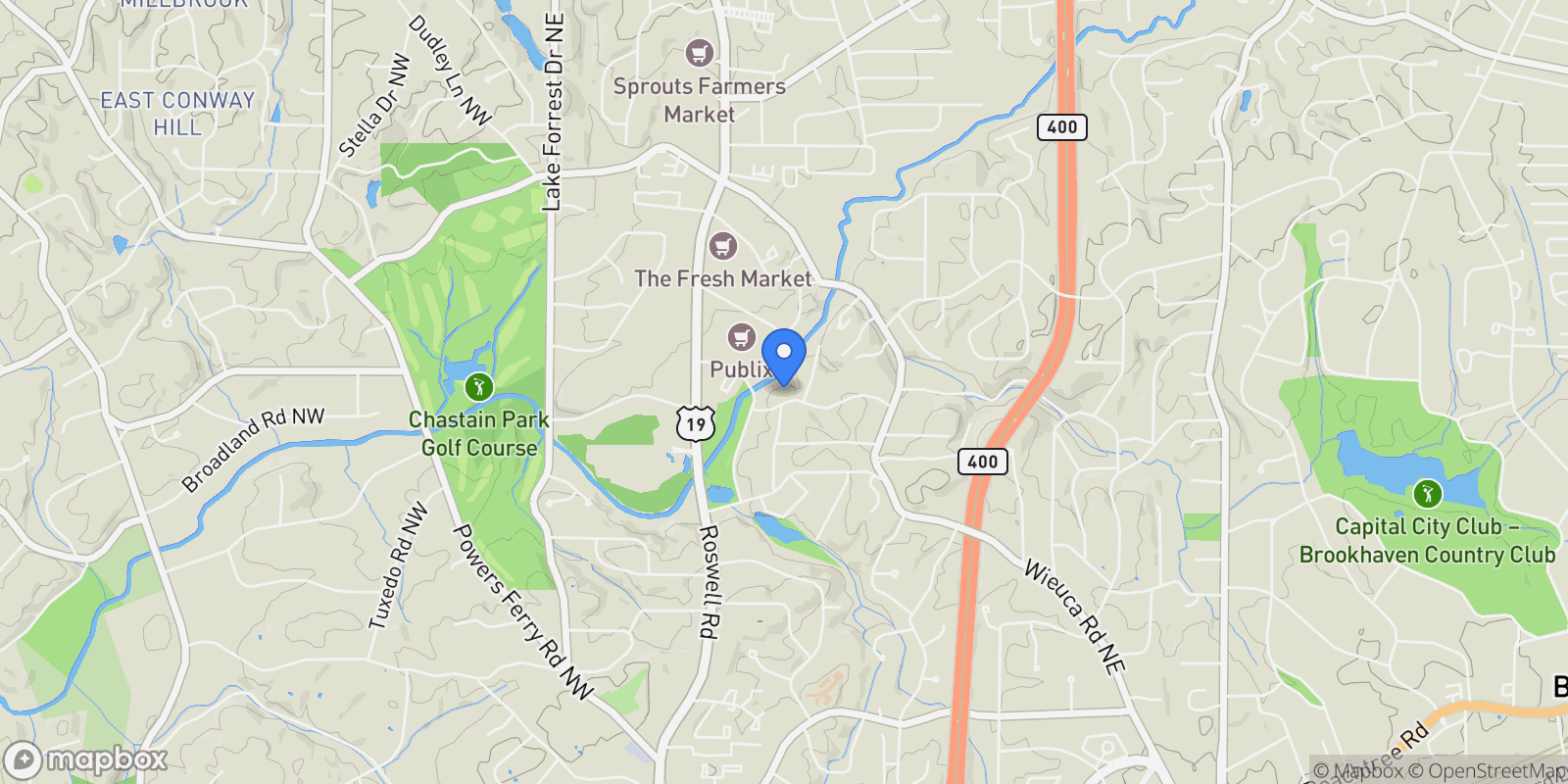 Map showing 306 Pinecrest Road NE, Atlanta, GA 30342, Atlanta, Georgia, United States.