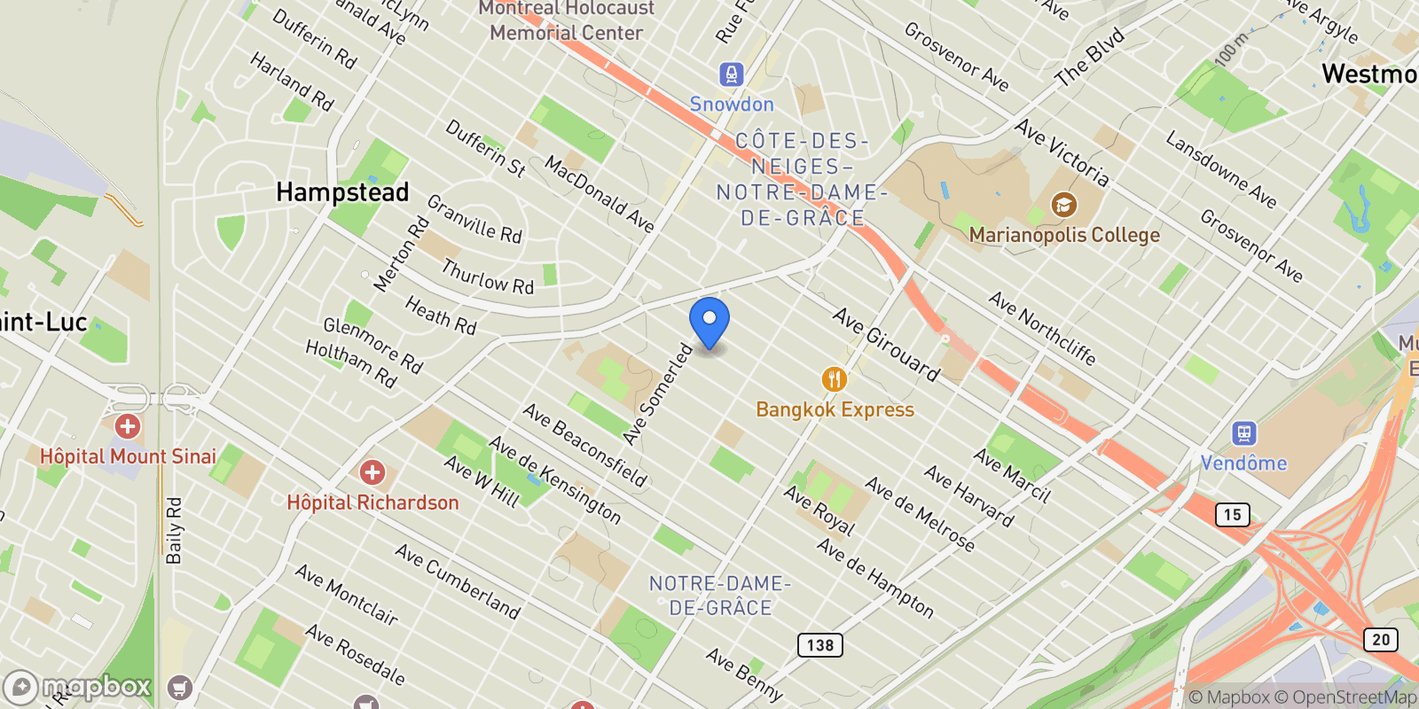 Map showing 4588 Av. Wilson, Cote Des Neiges Notre Dame De Grace, QC H4A2V4, Montréal, Quebec, Canada.