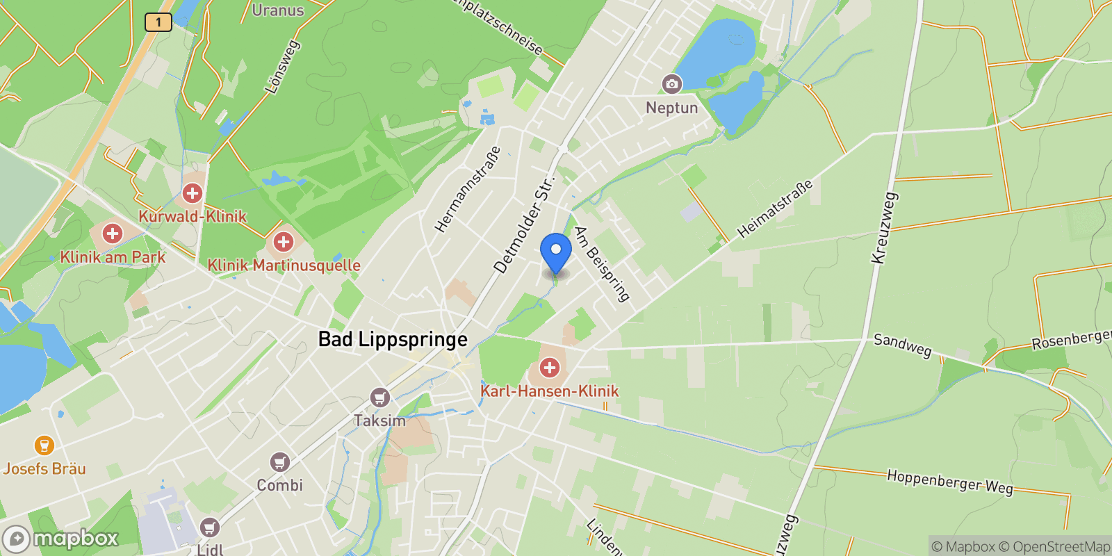 Map showing Bad Lippspringe, North Rhine-Westphalia, Germany.