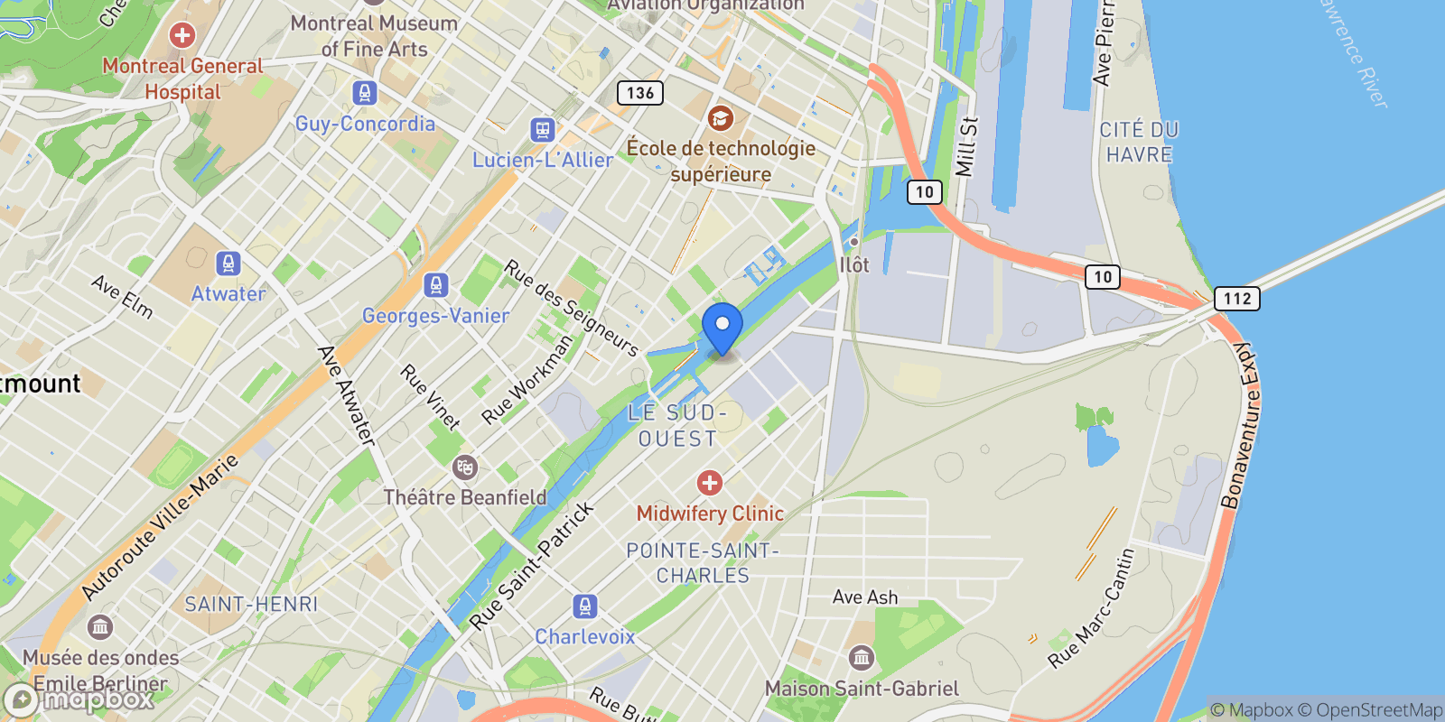 Map showing 1695 Rue St-Patrick, Apt. 203, LeSudOuest, QC H3K3G9, Montréal, Quebec, Canada.