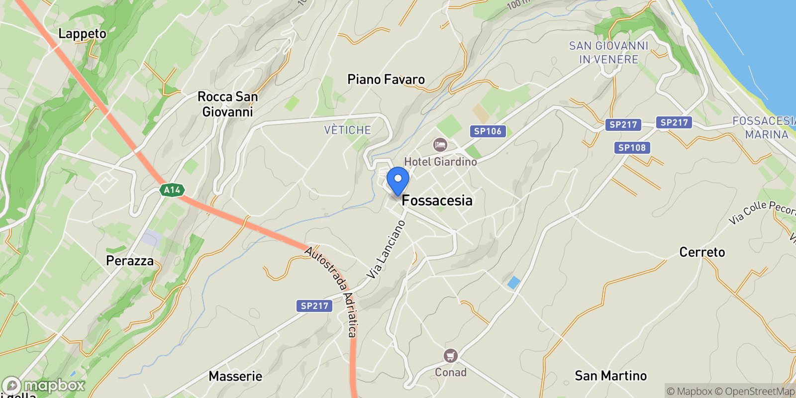 Map showing Fossacesia, Abruzzo, Italy.