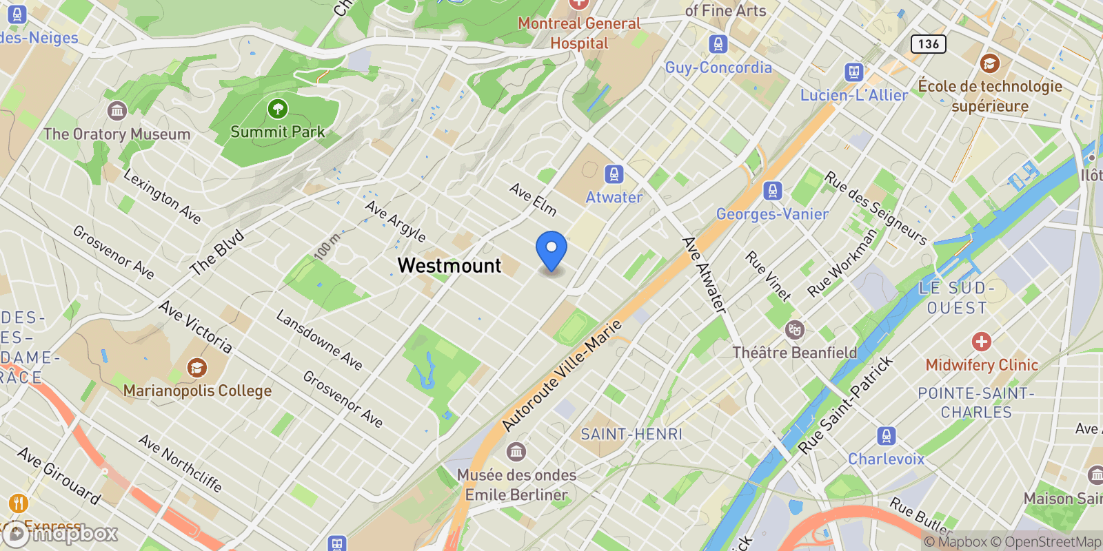 Map showing 243 Clarke Ave., Westmount, QC H3Z 2E3, Westmount, Quebec, Canada.