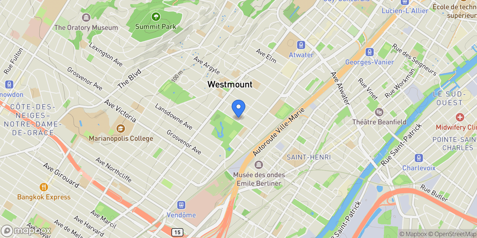 Map showing 4475 Boul. De Maisonneuve O., Westmount, QC H3Z1L8, Westmount, Quebec, Canada.