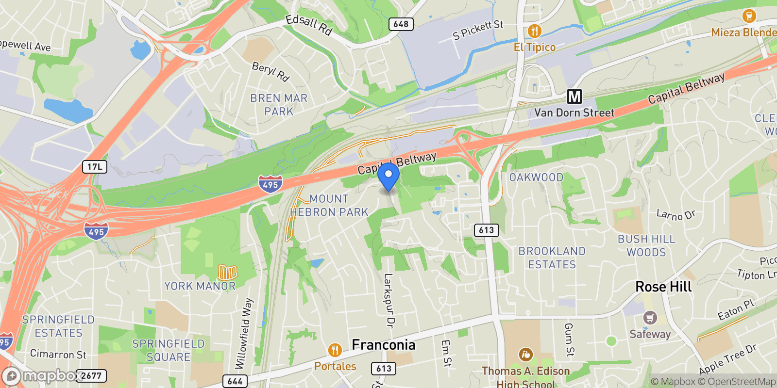 Map showing 5791 VALLEY VIEW DR, ALEXANDRIA, VA, 22310, USA, Groveton, Virginia, United States.