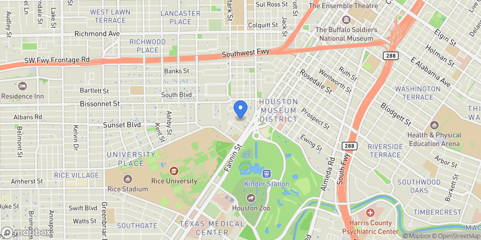 Map showing 3 Remington Lane, Houston, Texas, United States.