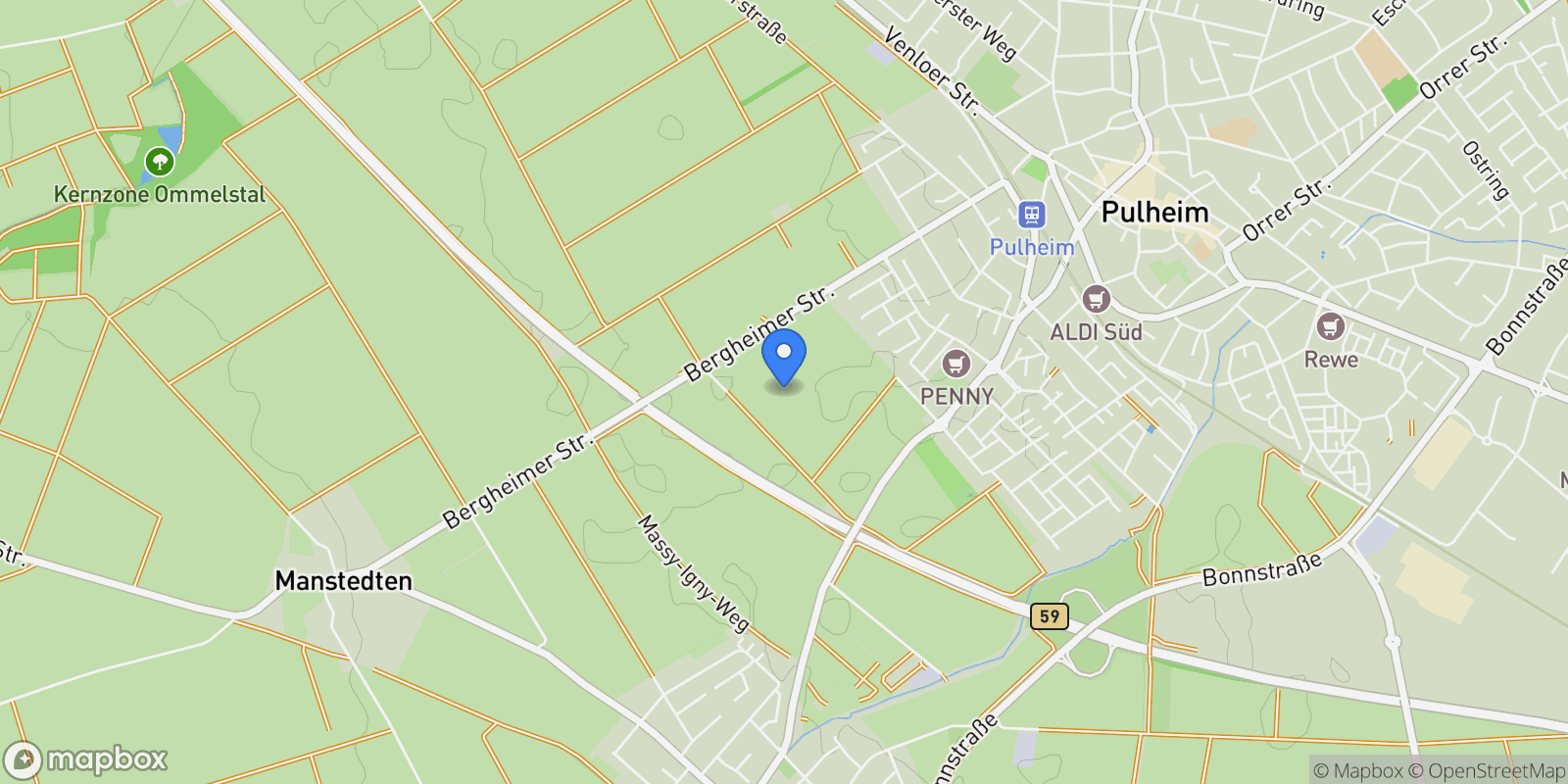Map showing Pulheim, North Rhine-Westphalia, Germany.