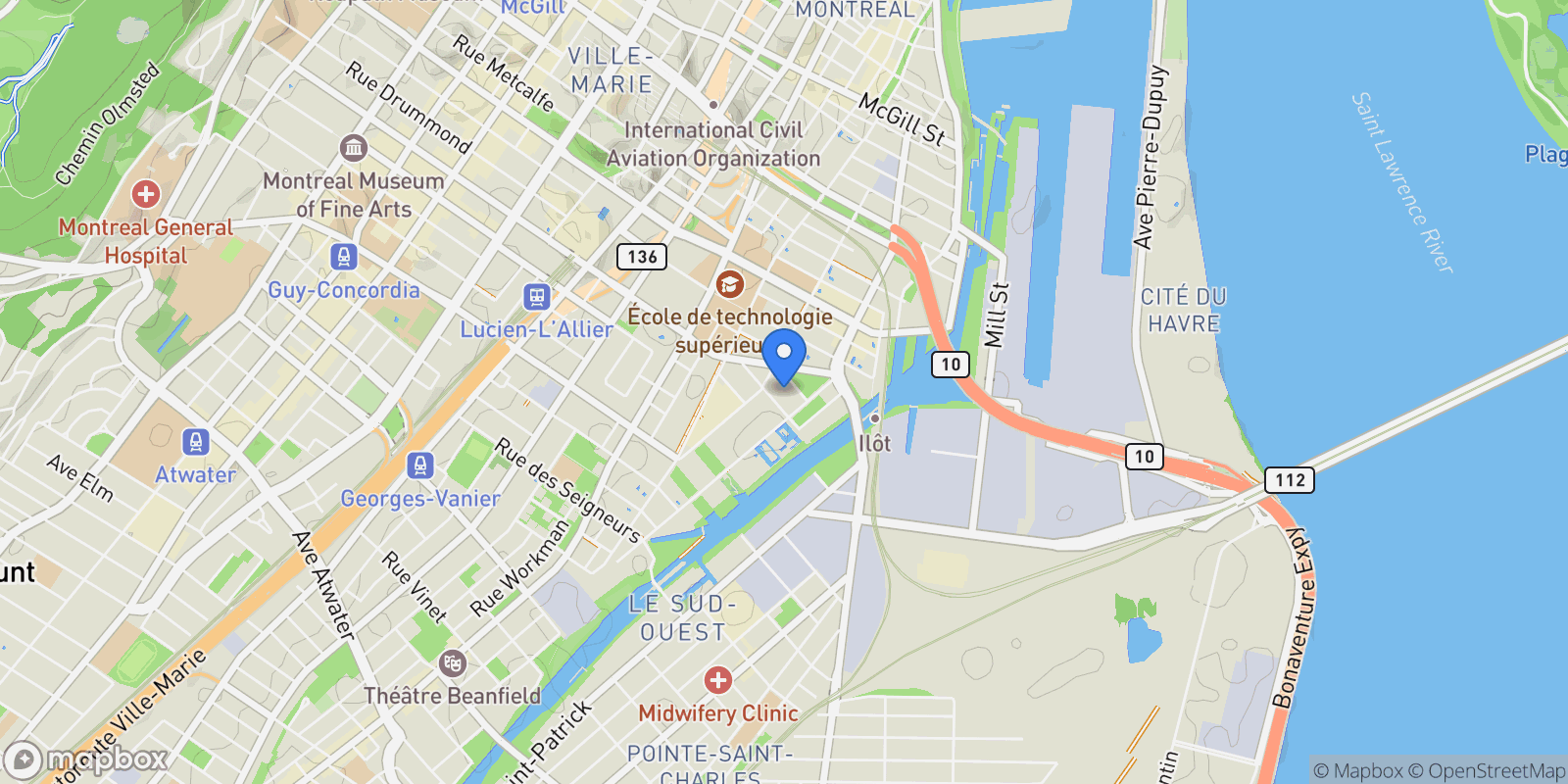 Map showing 1375 Rue des Bassins, Apt. 601, LeSudOuest, QC H3C1W3, Montréal, Quebec, Canada.