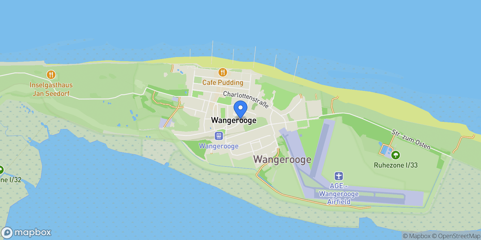 Map showing Wangerooge, Lower Saxony, Germany.