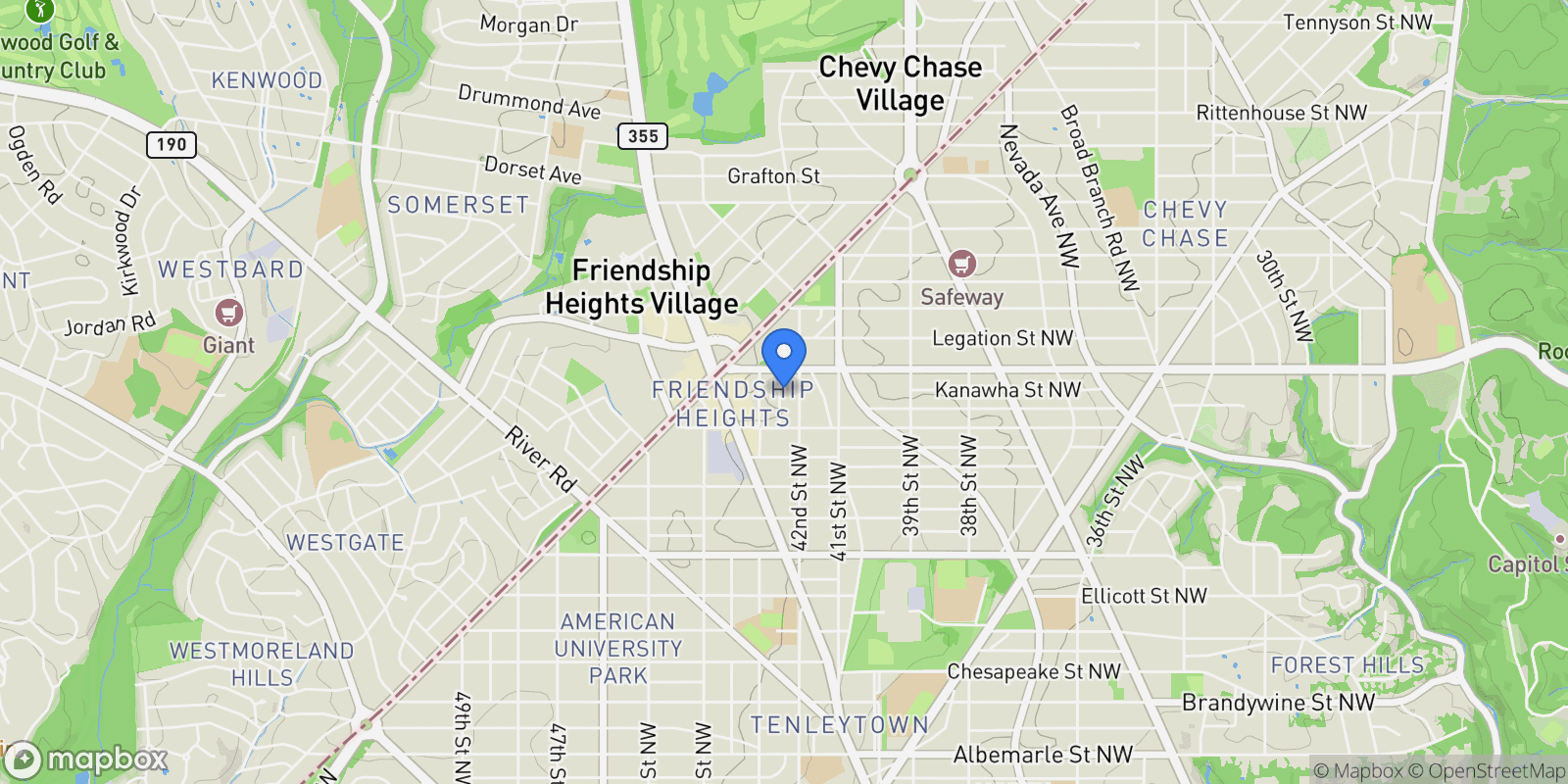 Map showing 5331 42ND PL NW, WASHINGTON, DC, 20015, USA, Washington, District of Columbia, United States.