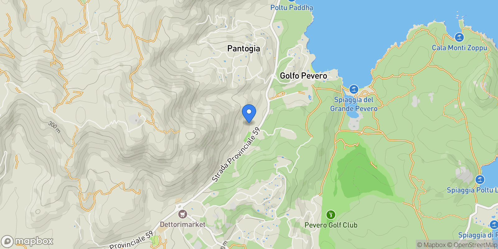 Map showing Via Rocce sul Pevero, 07021 Golfo Pevero SS, Italy, Golfo Pevero, Sardinia, Italy.