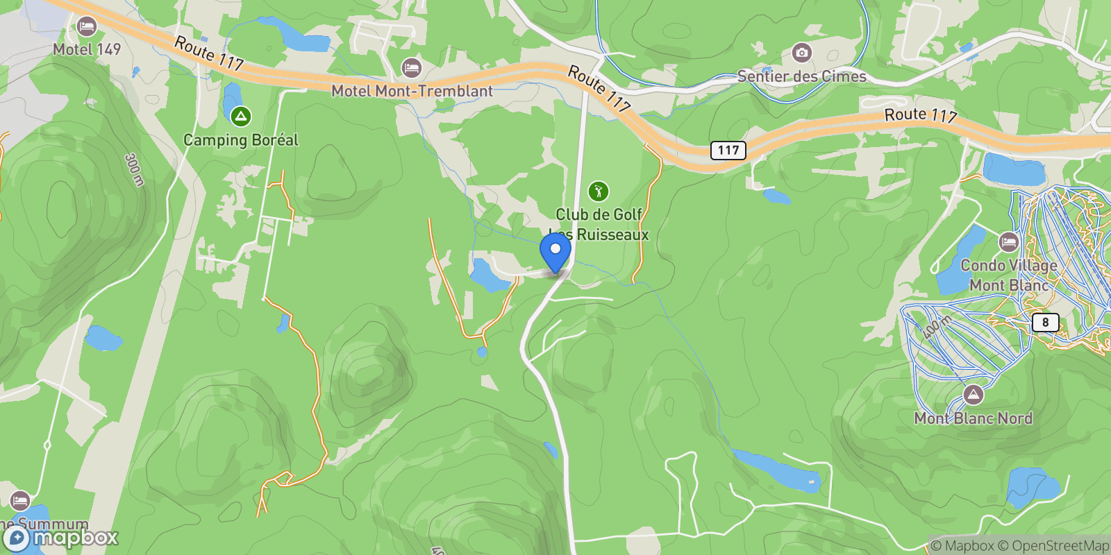 Map showing 750 Ch. de la Sauvagine, Mont-Blanc, QC J0T2G0, Saint-Faustin-Lac-Carré, Quebec, Canada.