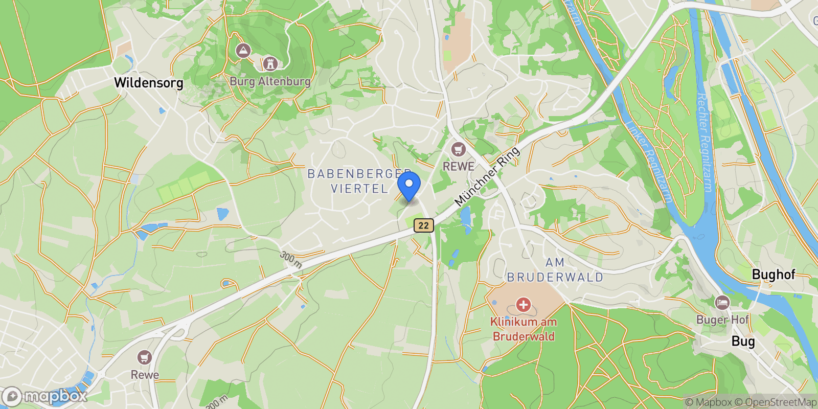 Map showing Bamberg, Bavaria, Germany.